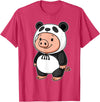 Pig In Panda Costume Kawaii Design Kawaii Pig In Panda Costume for Girls kids Pig Lover T-Shirt - Red Heather