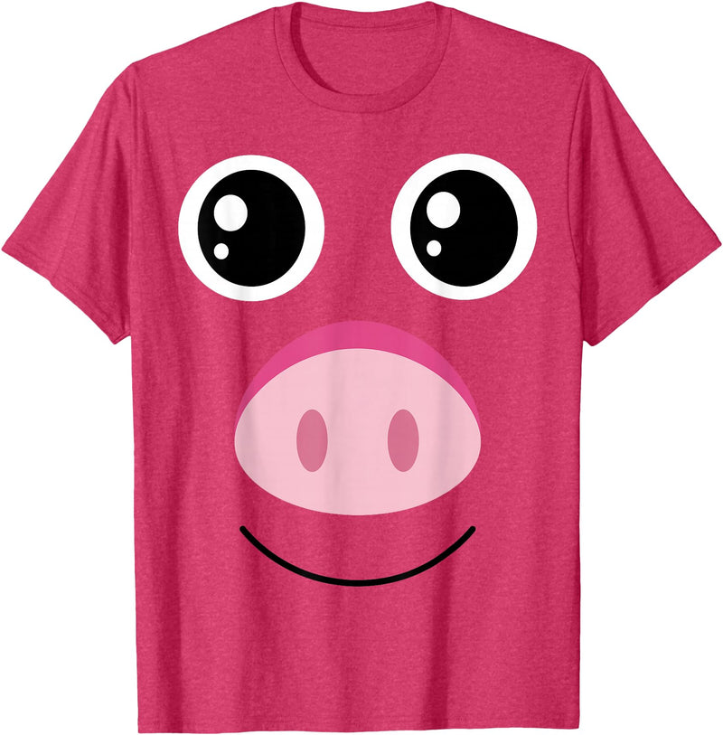Cute Pig Face Halloween Outfit Groups Gifts Idea Funny Pig Face Swine Halloween Costume For Couples & Family T-Shirt - Red Heather