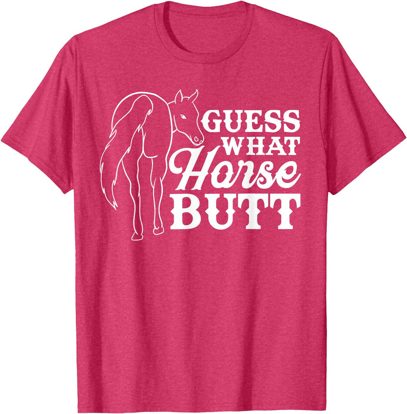 funny horse riding gifts for girls and boys Guess what ? horse butt - funny horse riding, equestrian T-Shirt - Red Heather