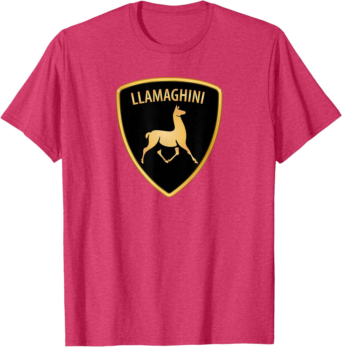 Llamaghini Apparel Co Llamaghini Funny Hillarious Llama Emblem Parody Fun Design T-Shirt - Red Heather