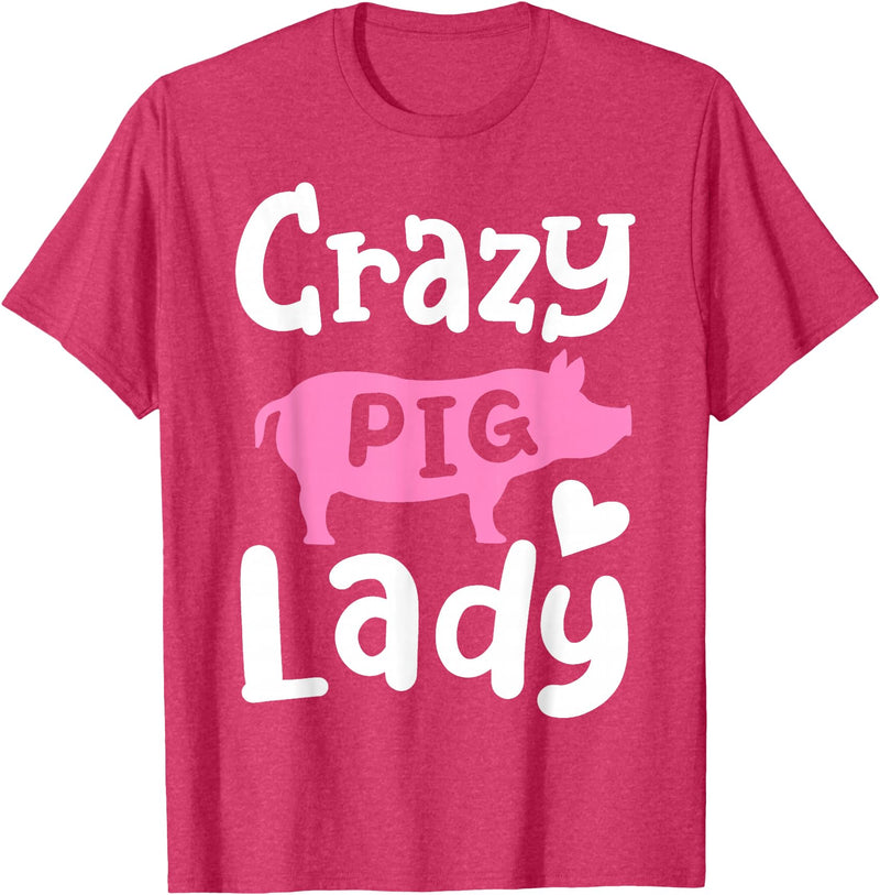 Pig Farm Store Co. Pig Crazy Pig Lady T-Shirt - Red Heather