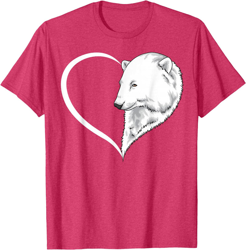 Polar bear Shirt & Tees Co Polar bear Shirts For Women Girls Kids Heart Cute Polar bear T-Shirt - Red Heather