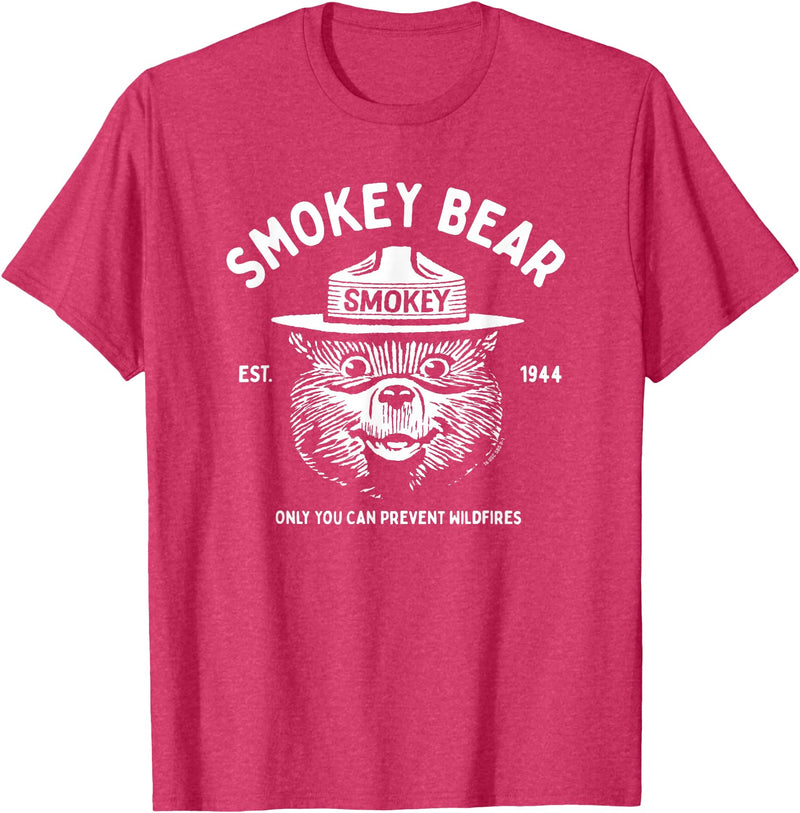Giant Step Design Co. Vintage Smokey Bear Logo Only You Can Prevent Wildfires T-Shirt - Red Heather