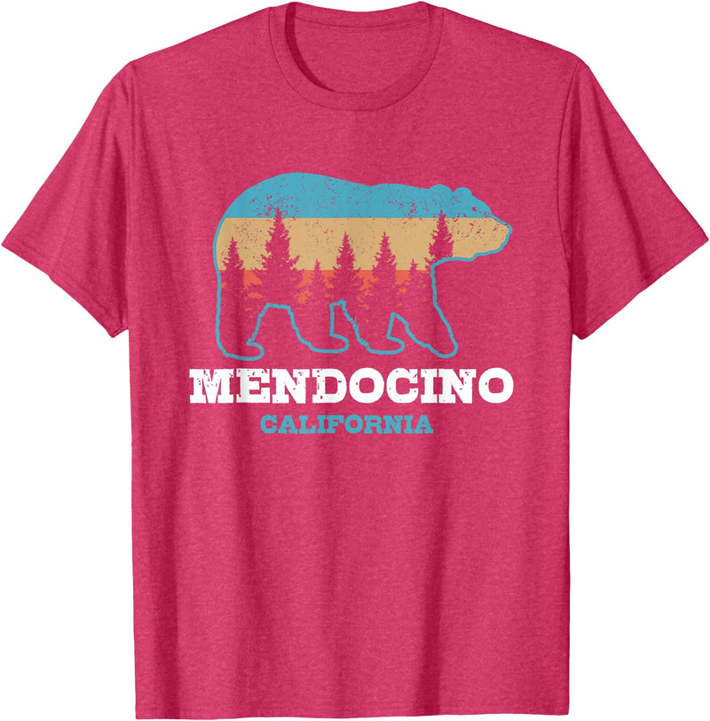 Vintage Mendocino California Souvenirs & Gifts Mendocino Vintage California Grizzly Bear Nature Souvenir T-Shirt - Red Heather