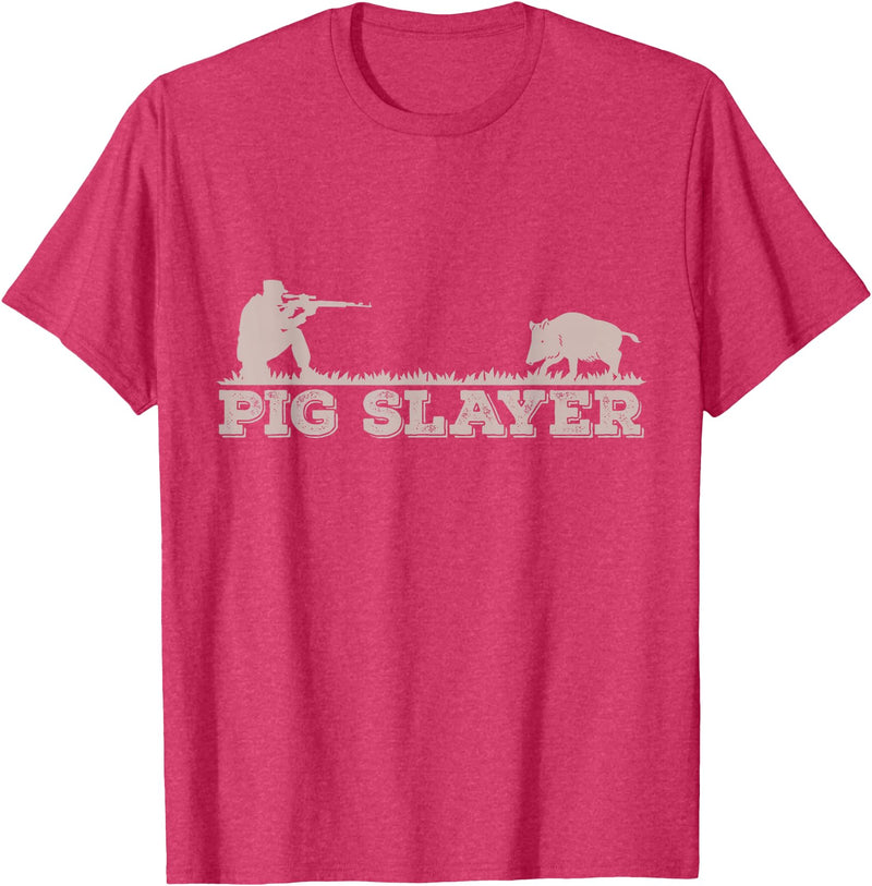 Hog Hunting Accessories For Men Funny Pig Slayer Funny Pig Hunting Hog Hunting T-Shirt - Red Heather