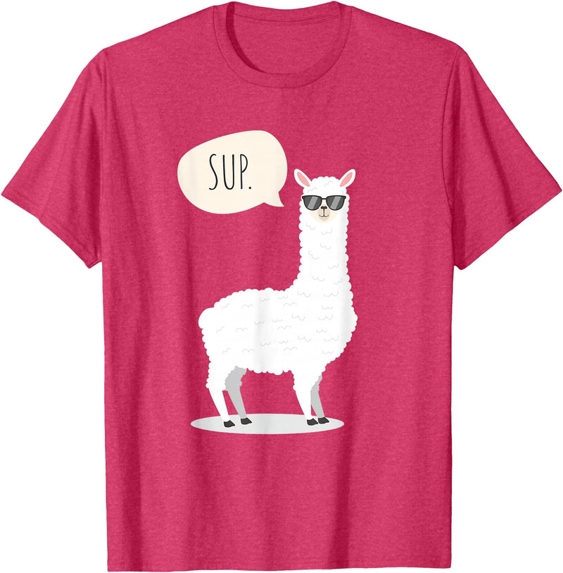 Funny & Cute Llama Gifts by OMG Sup No Drama Llama Alpaca T-Shirt - Red Heather