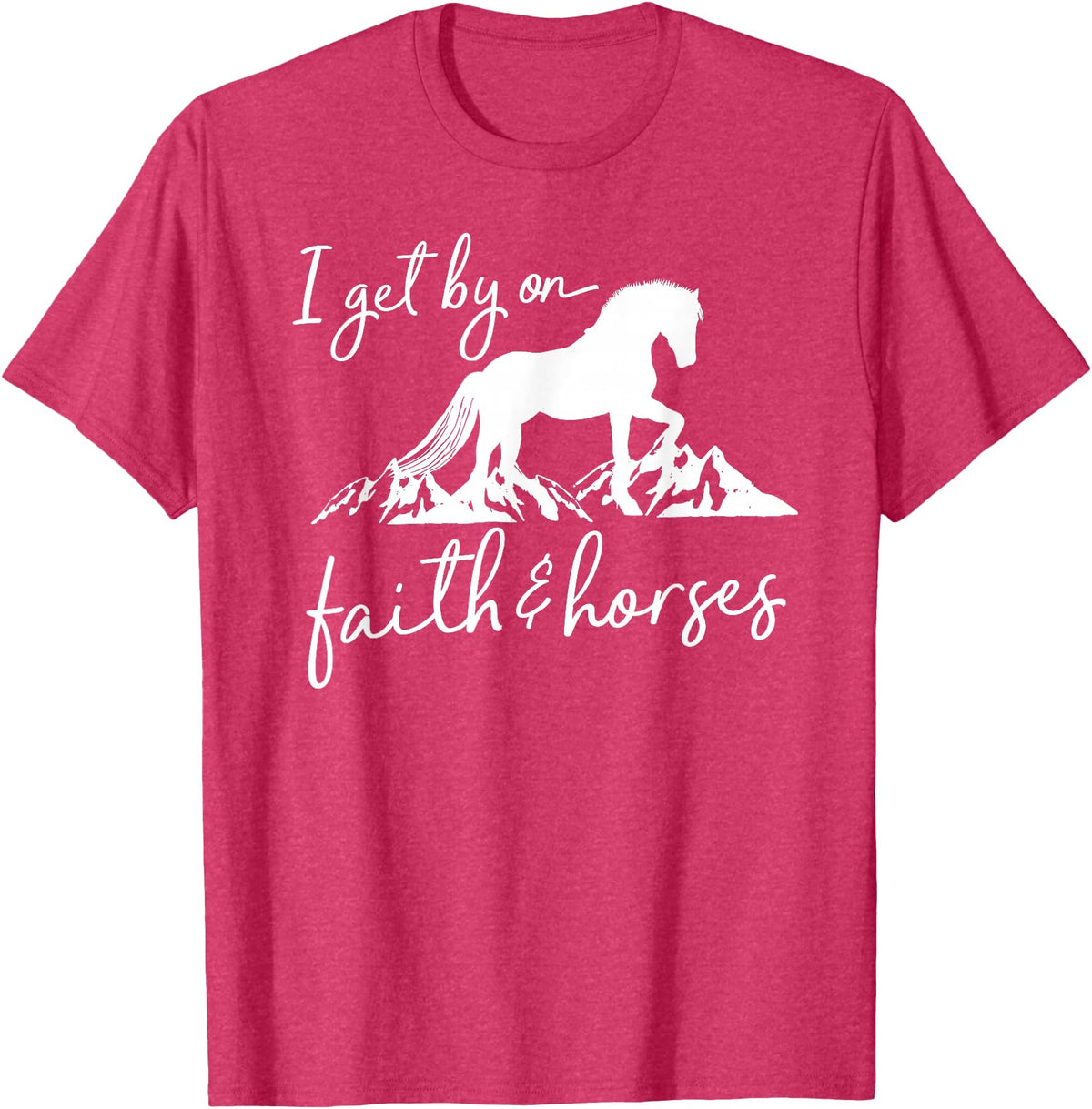 Equestrian Horse Lover Graphic Designs Faith and Horses - Christian Horse Lover T-Shirt - Red Heather