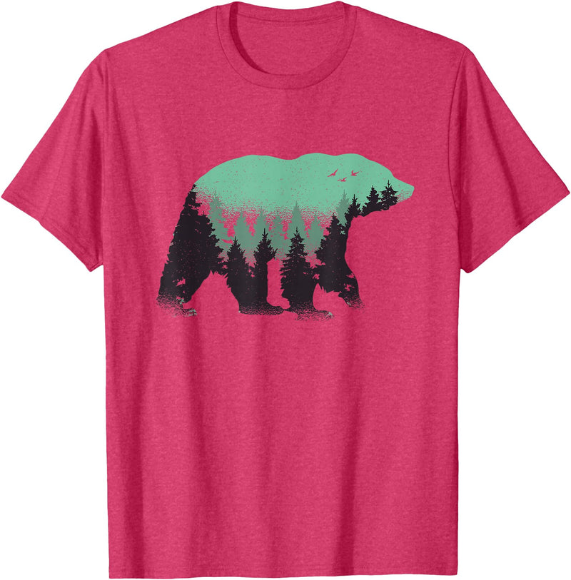 Grizzly Bear - Outdoor Apparel Bear Forest Nature Grizzly Hiking Outdoor Hunting Gift T-Shirt - Red Heather