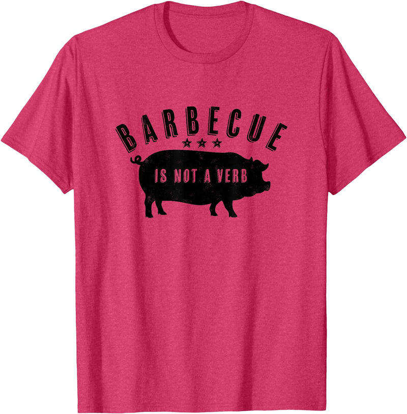 Cotton Canvas Barbecue Is Not A Verb Funny Southern Food Pork BBQ Pig T-Shirt - Red Heather