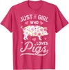 Piggy Squad Co Pig Just a Girl Who Loves Pigs Women Farmer Farm Flower T-Shirt Small - Red Heather