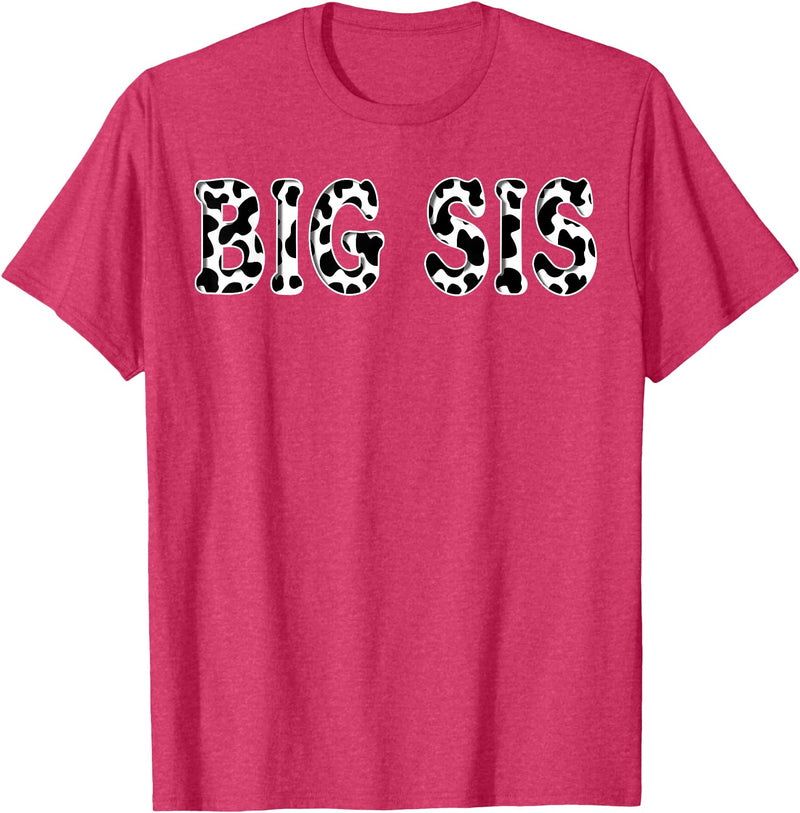 Cow Pattern Print Family Matching Birthday Apparel Cow Big Sis Birthday Family Matching Girl Boy Farm Birthday T-Shirt - Red