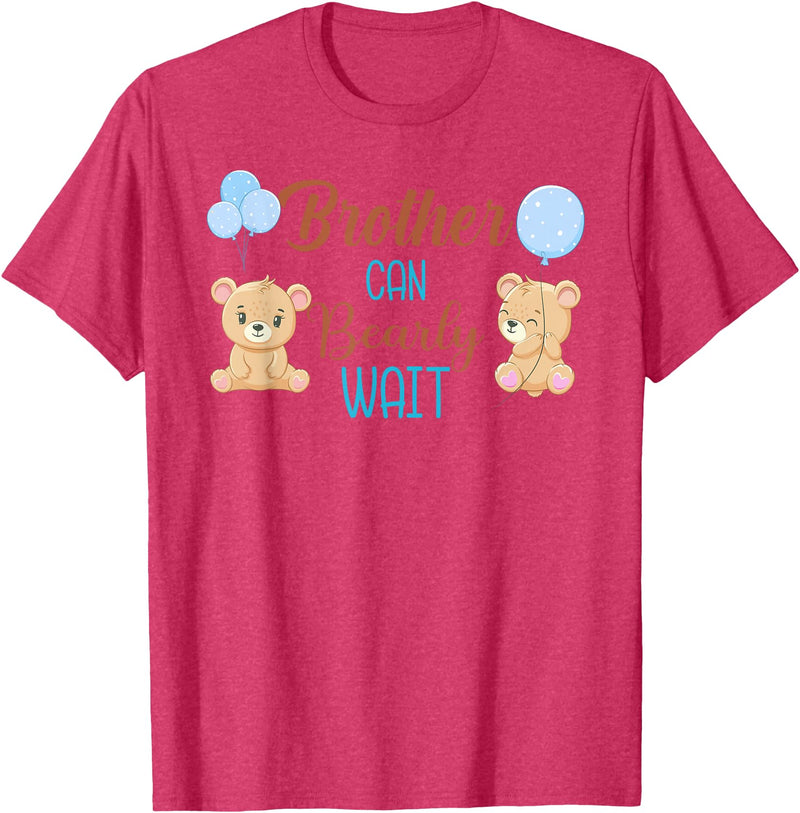 Family Baby Shower Gifts Brother Can Bearly Wait Bear Gender Neutral Boy Baby Shower T-Shirt - Red Heather