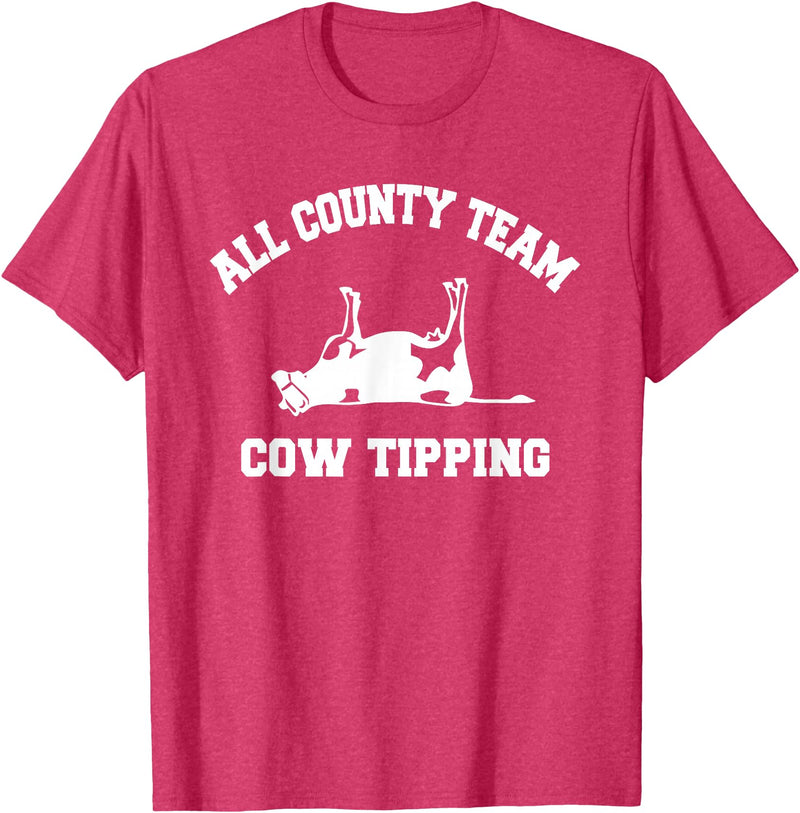 Goodtogotees All County Team Cow Tiping T-Shirt T-Shirt - Red Heather