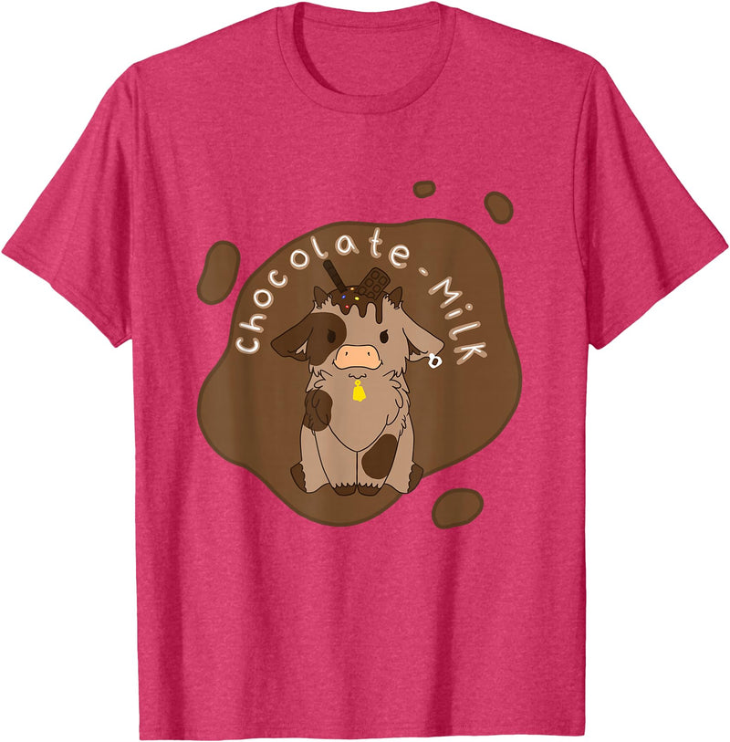 Cute Kawaii Merch Kawaii Chocolate Milk Cow T-Shirt - Red Heather
