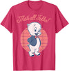 Looney Tunes Porky Pig That's All Folks Lined Portrait T-Shirt - Red Heather