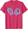 Blue Magenta Bunny Ears Cute Rabbit Pet Rabbit Lover Gift T-Shirt in Red Heather