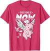 Flying Piggy Merch Co The Time Is Now Funny Flying Pig Magical Sky Bacon Pig Lover T-Shirt - Red Heather