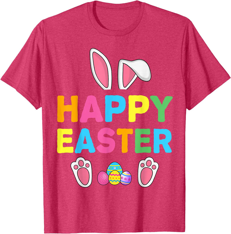 Happy Easter Bunny Rabbit Face Funny Easter Day Women Girls T-Shirt in Red Heather