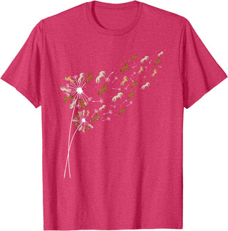 Funny Horse Shirts Dandelion Horses - Horse Lovers Rider T-Shirt - Red Heather