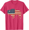 Bison American Buffalo Patriotic Heritage Lr Vintage Buffalo American Flag USA Bison Lover Wildlife T-Shirt - Red Heather