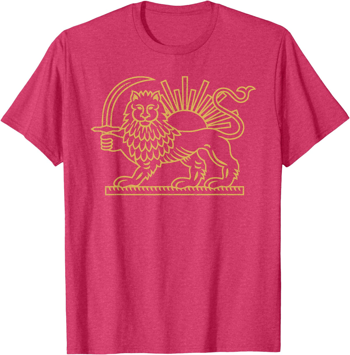 PERSIAN SYMBOLISM Persian Iran Lion and Sun Symbol T-Shirt - Red Heather