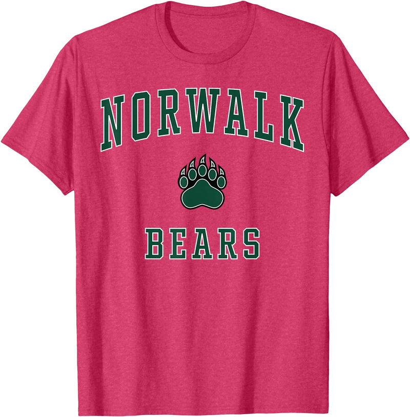 Official High School Fan Gear Norwalk High School Bears T-Shirt - Red Heather