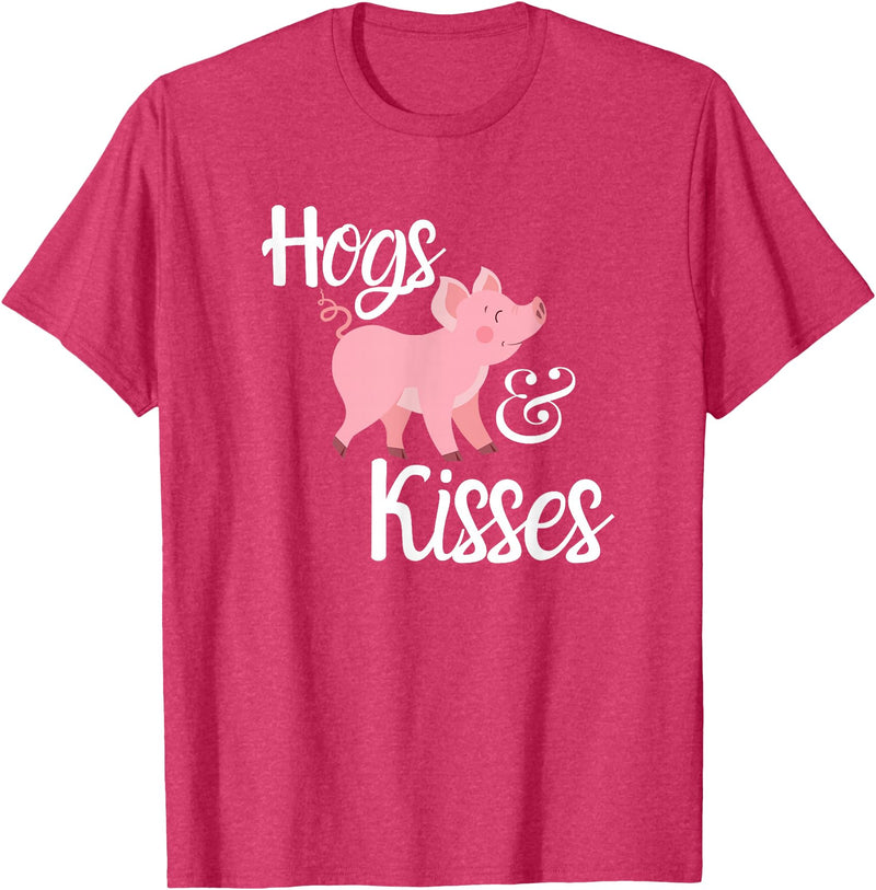 Hogs and Kisses Everyone loves Pigs Design Hogs and Kisses Cute Pig T-Shirt - Red Heather