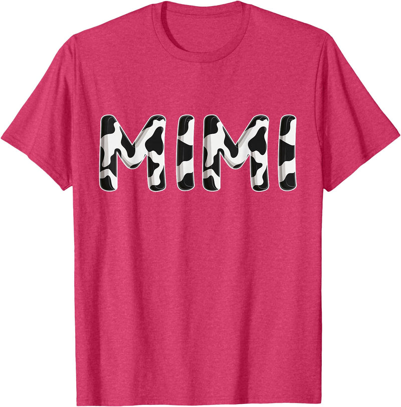 Cow Pattern Print Family Matching Birthday Shirts Cow Mimi Birthday Family Matching Mothers Day Boy Girl Farm T-Shirt - Red
