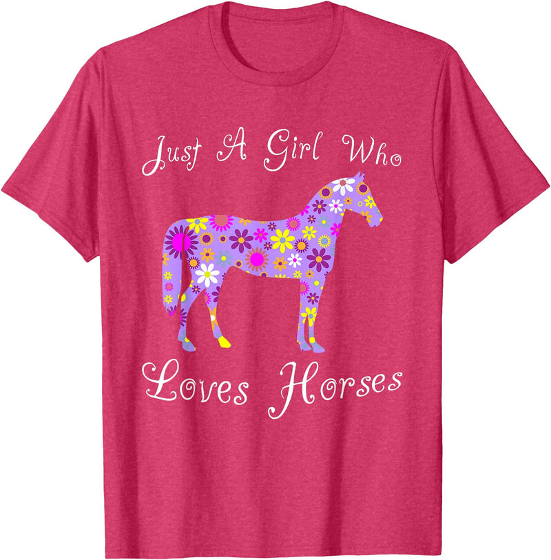 Cartba Horse Co. Fun Cute Just A Girl Who Loves Horses T-Shirt - Red Heather