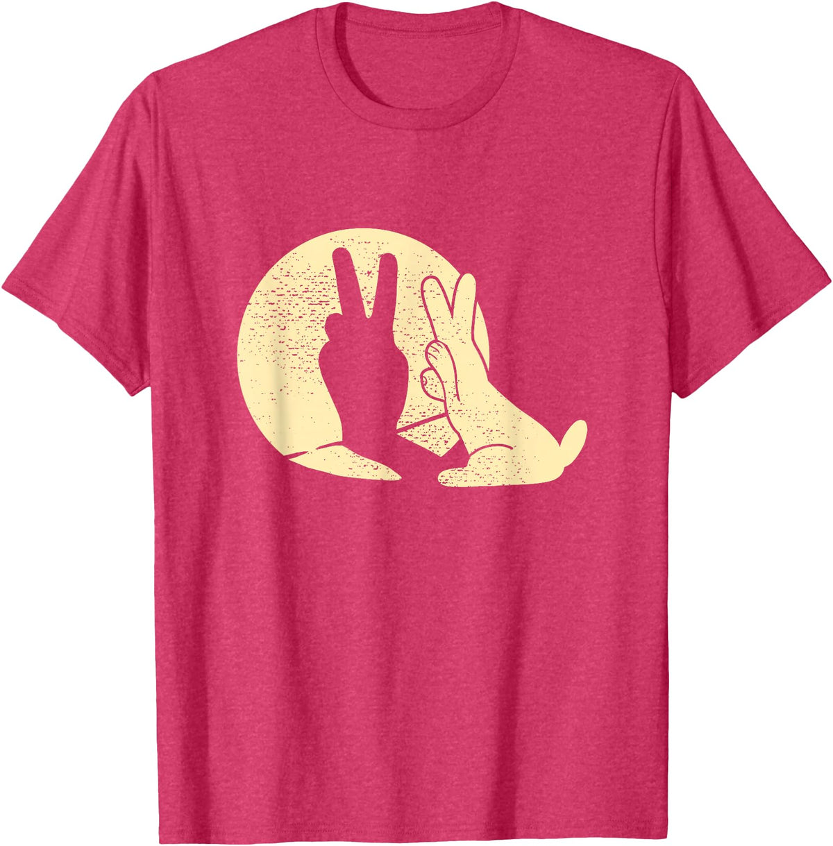 Rabbit Shadow Peace Sign T-Shirt in Red Heather
