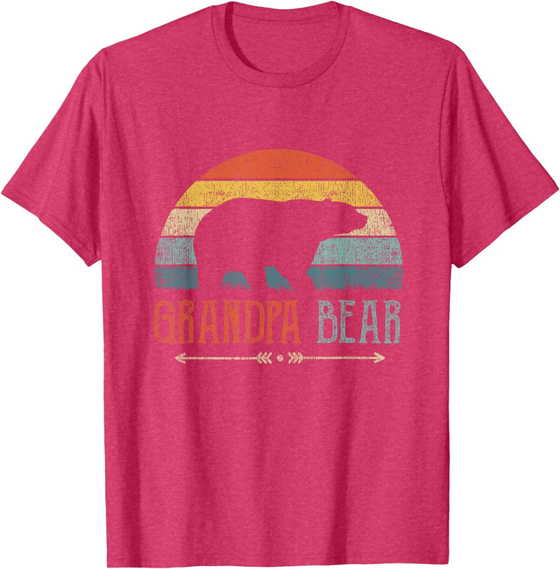 Cute Bear Family Matching Shirts & Gifts Grandpa Bear Vintage Retro Granddad Outfit Grandfather T-Shirt - Red Heather