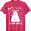 Funny Polar Bear Lover Apparel & Gift Ideas Just A Girl Who Loves Polar Bears Girls Polar Bear Gift T-Shirt - Red Heather