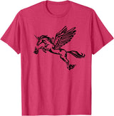 Mythical creature mythical animal unicorn with Alicorn winged unicorn pegasus horse wings mythical animal T-Shirt - Red Heather