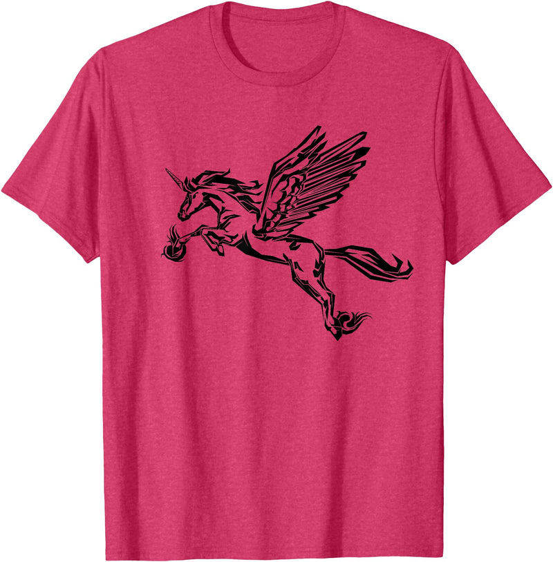 Mythical creature mythical animal unicorn with Alicorn winged unicorn pegasus horse wings mythical animal T-Shirt - Red Heather