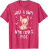 Cute Pig Lovers Clothing Gifts For Women Just A Girl Who Loves Pigs Funny Piggy Lovers Gift For Girls T-Shirt - Red Heather