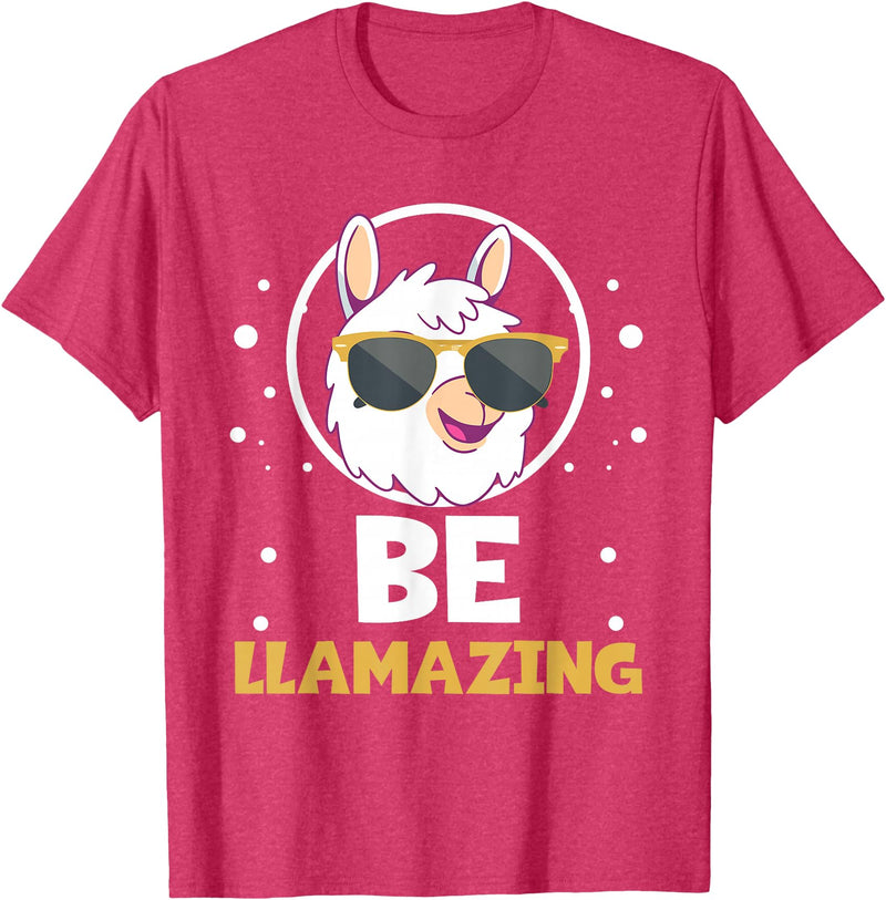LLama Squad Shirts and Gifts Cute Amazing Llama Pun Be Llamazing Llama Lover T-Shirt - Red Heather