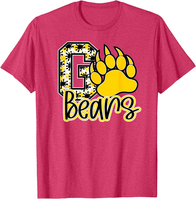 BEARS SPIRIT TEES CO School Spirit Go Bears Mascot Womens Youth Girls Kids T-Shirt - Red Heather