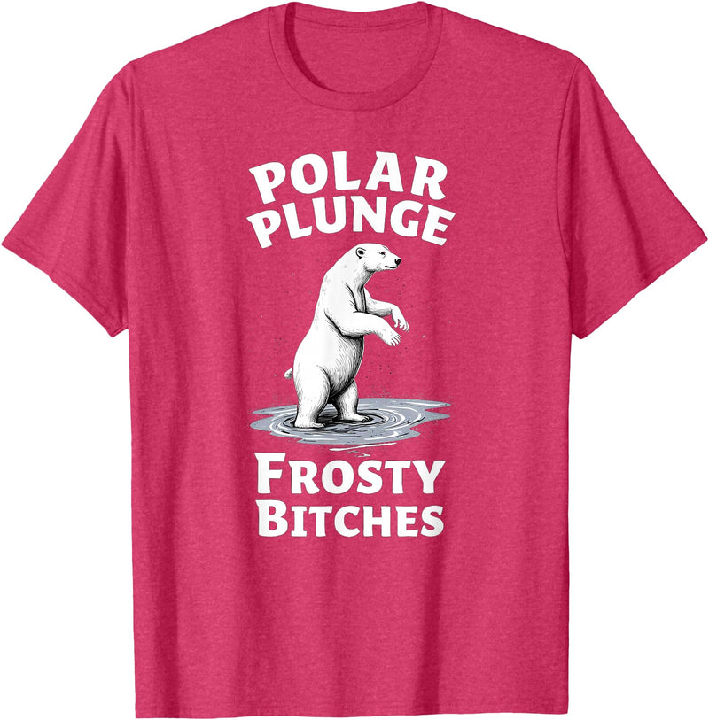 Polar Bear Lover Tees Humor Winter Polar Plunge Frosty Bitches T-Shirt - Red Heather