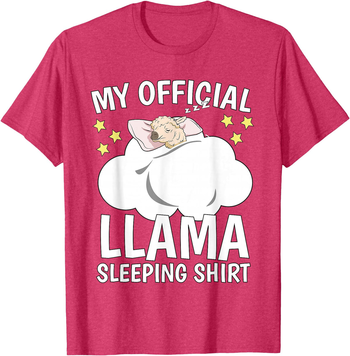 Llama Sleeping Wear Kids, Women & Men Official Sleeping Shirt Sleep Shirt Pajama Naps PJ Llama T-Shirt - Red Heather