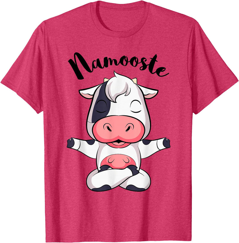 AdnDesigns Co. Funny Cow Yoga Shirts & Gifts Namoostee Cow Shirt Women Girls Cow Lover Gifts Namaste Yoga T-Shirt - Red