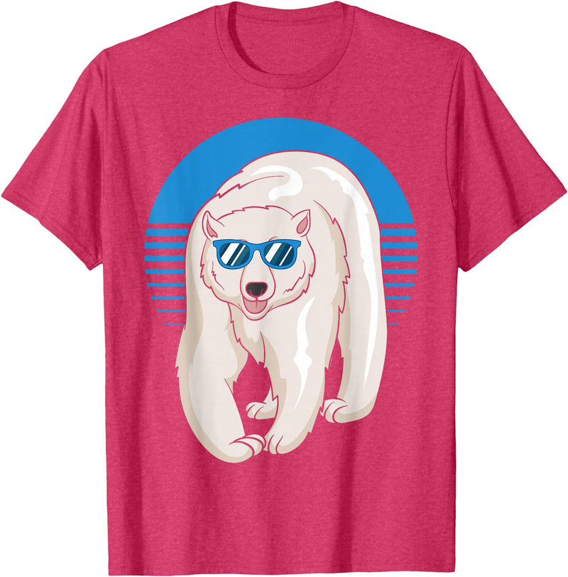 Climate Change Animal Polar Bears Gifts Arctic Animal Lovers Cool Sunglasses Retro Polar Bear T-Shirt - Red Heather
