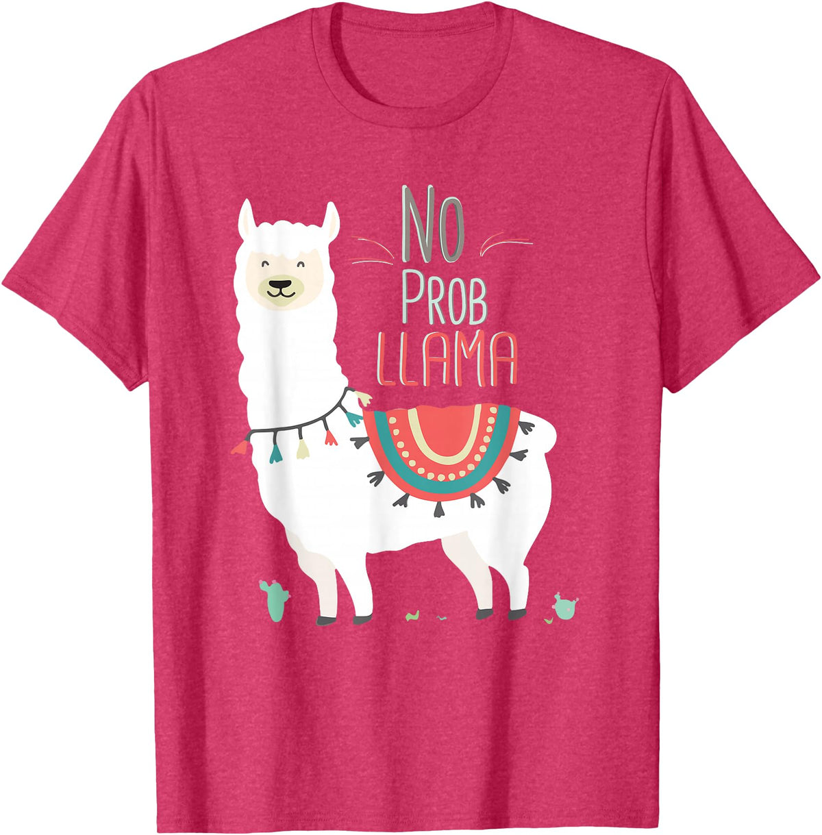 No Prob llama Shirt, No Problama Funny Lama Tee Lamaste T-Shirt - Red Heather