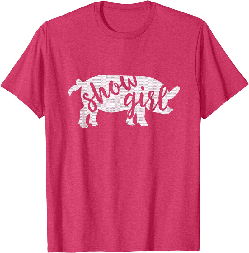Pig Showing Gifts & Apparel Cute Show Pig Girl T-Shirt - Red Heather