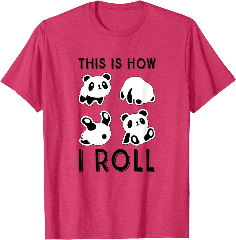 Funny Panda This Is How I Roll Cute Panda Cute Little Bear Panda, This Is How I Roll T-Shirt - Red Heather