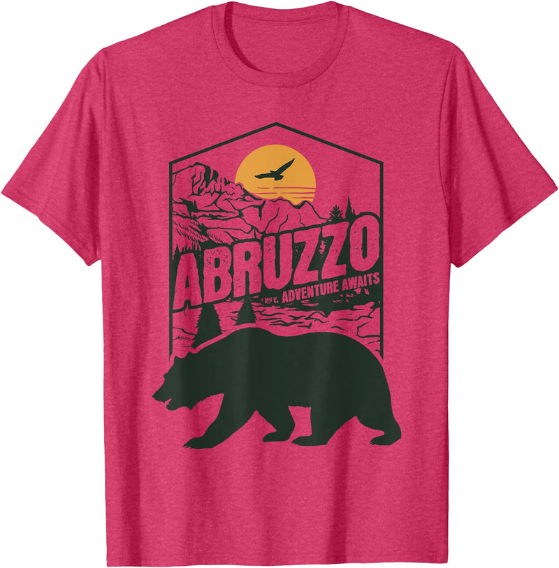 Outfit per Trekking ed Escursioni in Abruzzo Abruzzo Adventure Awaits Marsican Abruzzese Bear T-Shirt - Red Heather