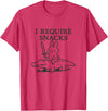 I Require Snacks Bunny Riding Gator Funny Rabbit Humor Meme T-Shirt in Red Heather