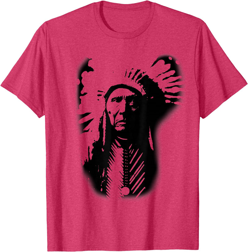 Three Horses Native American Indian Lakota Sioux Chief Three Horses Native American Lakota Sioux Wild West T-Shirt - Red Heather