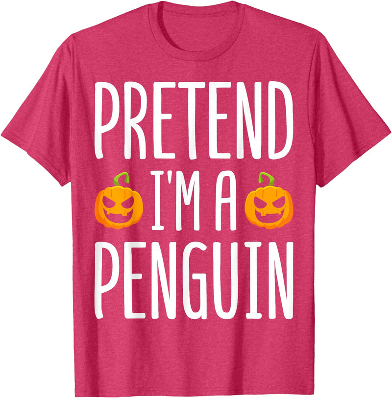 Penguin Halloween Gifts Co. Pretend I’m A Penguin Pumpkin Halloween Costume T-Shirt - Red Heather