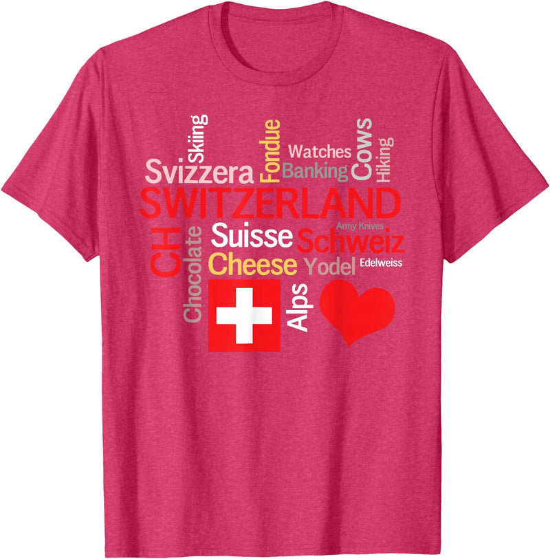 Simply Swiss Why I Love Switzerland T-Shirt - Red Heather