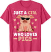 Funny Pig Clothes & Outfits For Women Girls & Kids Just A Girl Who Loves Pigs Women Pig Lovers Pig Stuff Farmer T-Shirt - Red Heather